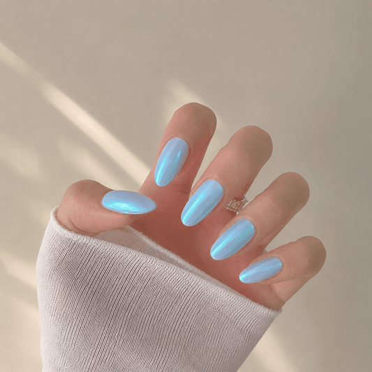 Arctic Aura | Iridescent Chrome Almond Press-On Nails