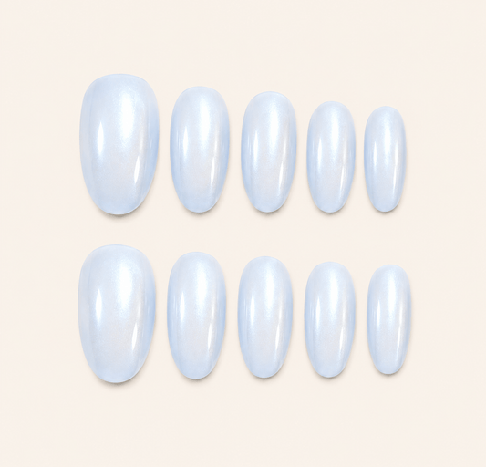 Arctic Aura | Iridescent Chrome Almond Press-On Nails