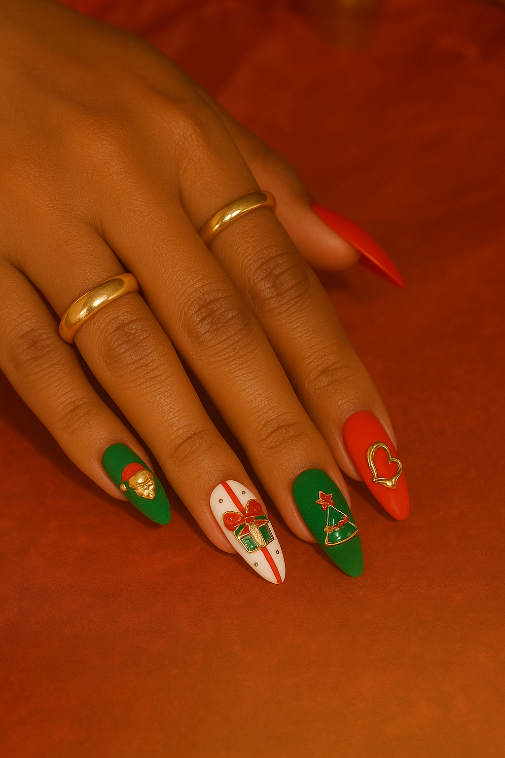 Christmas — Red & Green Candy 3D Press-On Nails