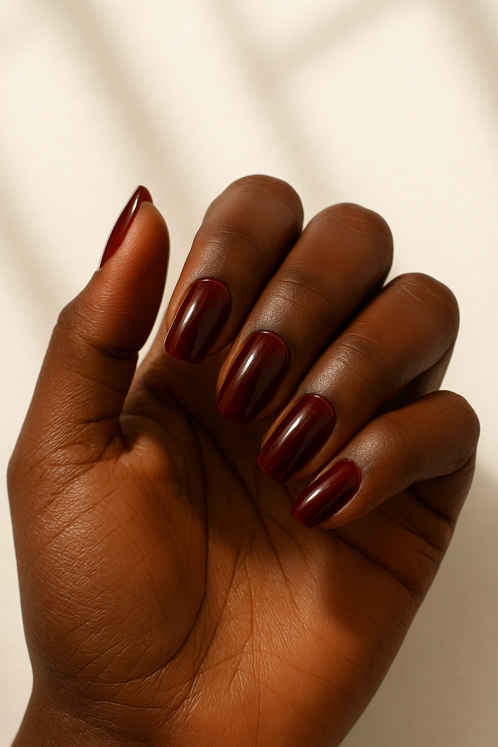 Deep Wine Red Short Square XMAS Press-On Nails