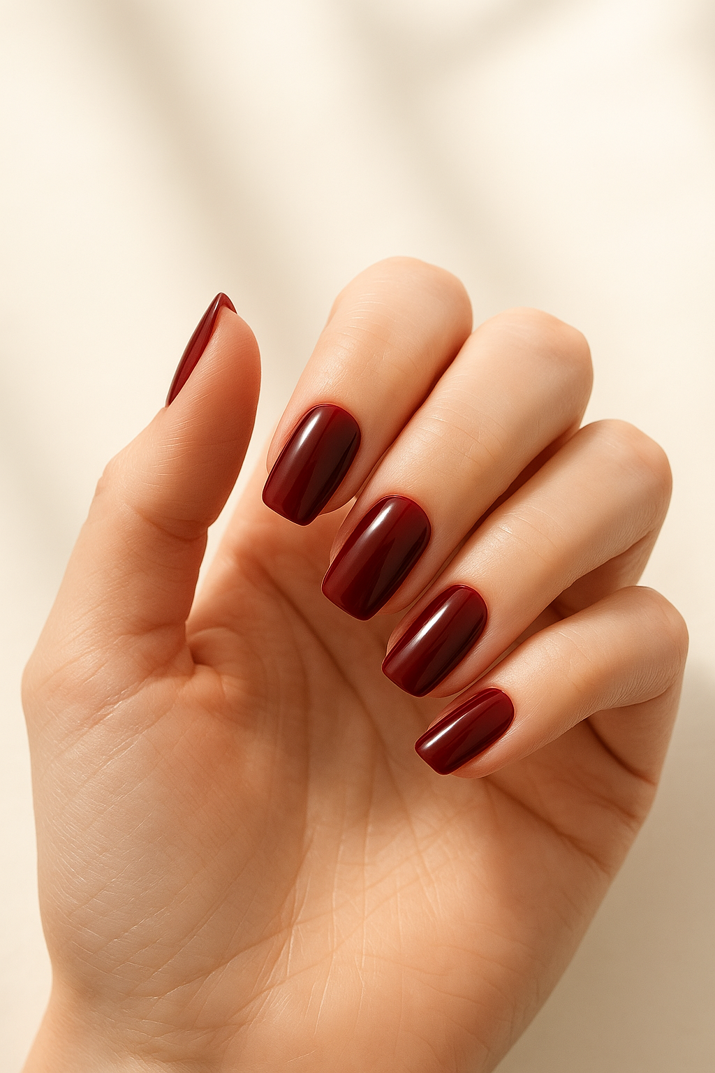 Deep Wine Red Short Square XMAS Press-On Nails