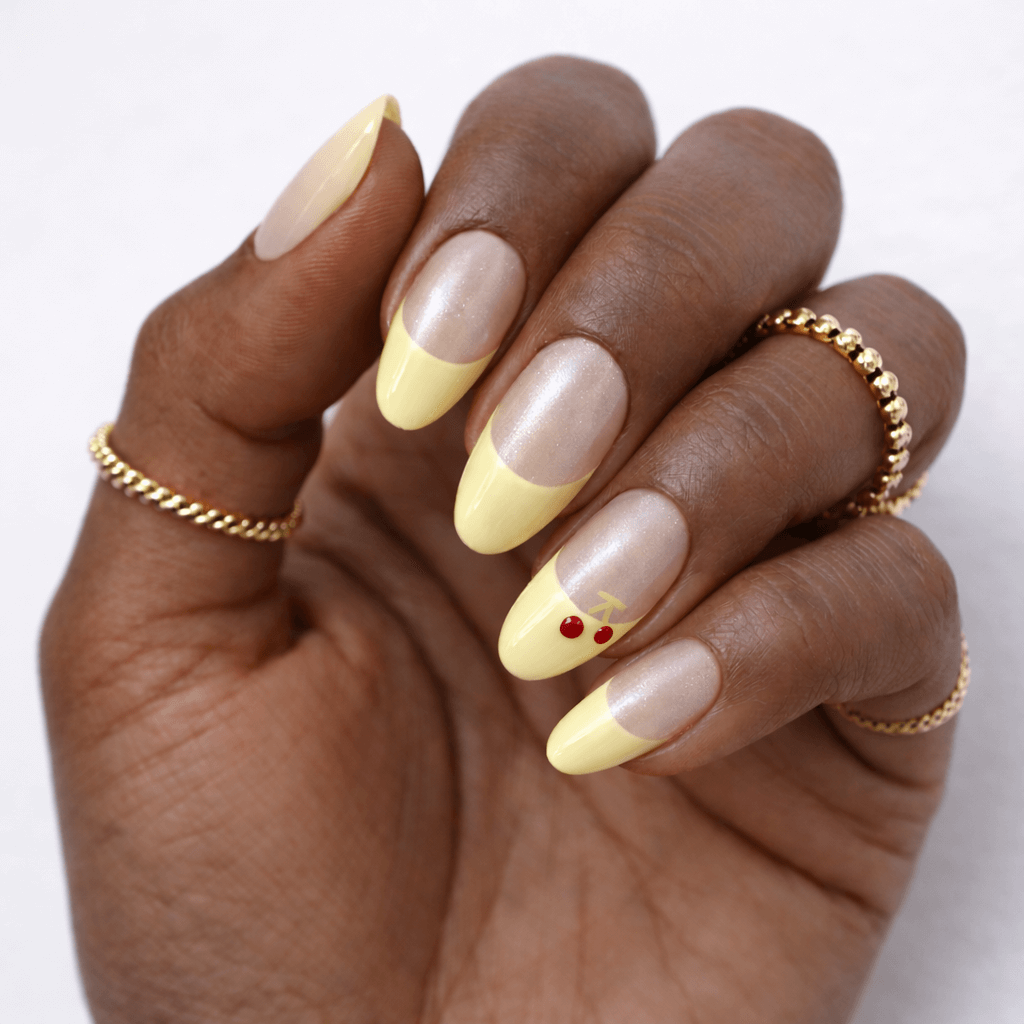 Lemon Glazed Donut – Hailey Bieber Inspired Yellow French Press On Nails, Almond