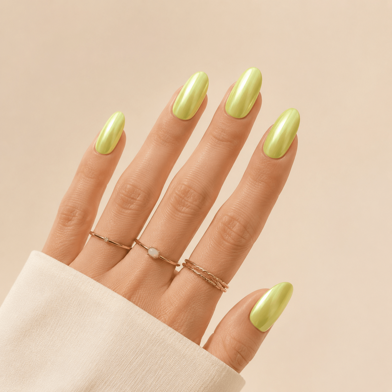 Lemon Glaze | Soft Yellow Pearl Almond Press-On Nails