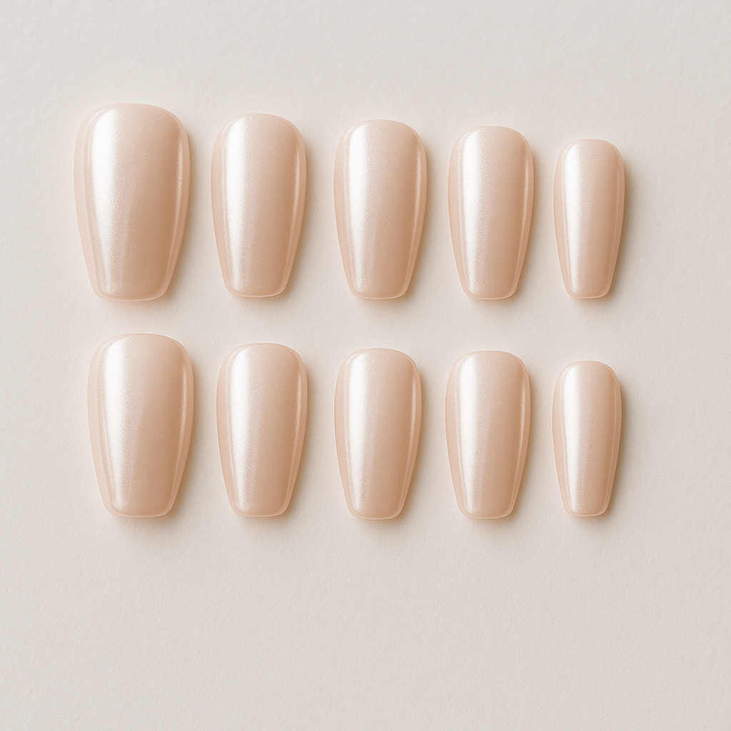 Pearl Glazed Donut – Hailey Bieber Inspired Nude Press On Nails