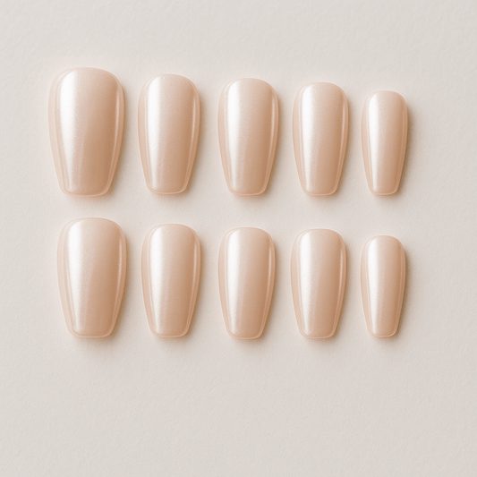 Pearl Glazed Donut – Hailey Bieber Inspired Nude Press On Nails