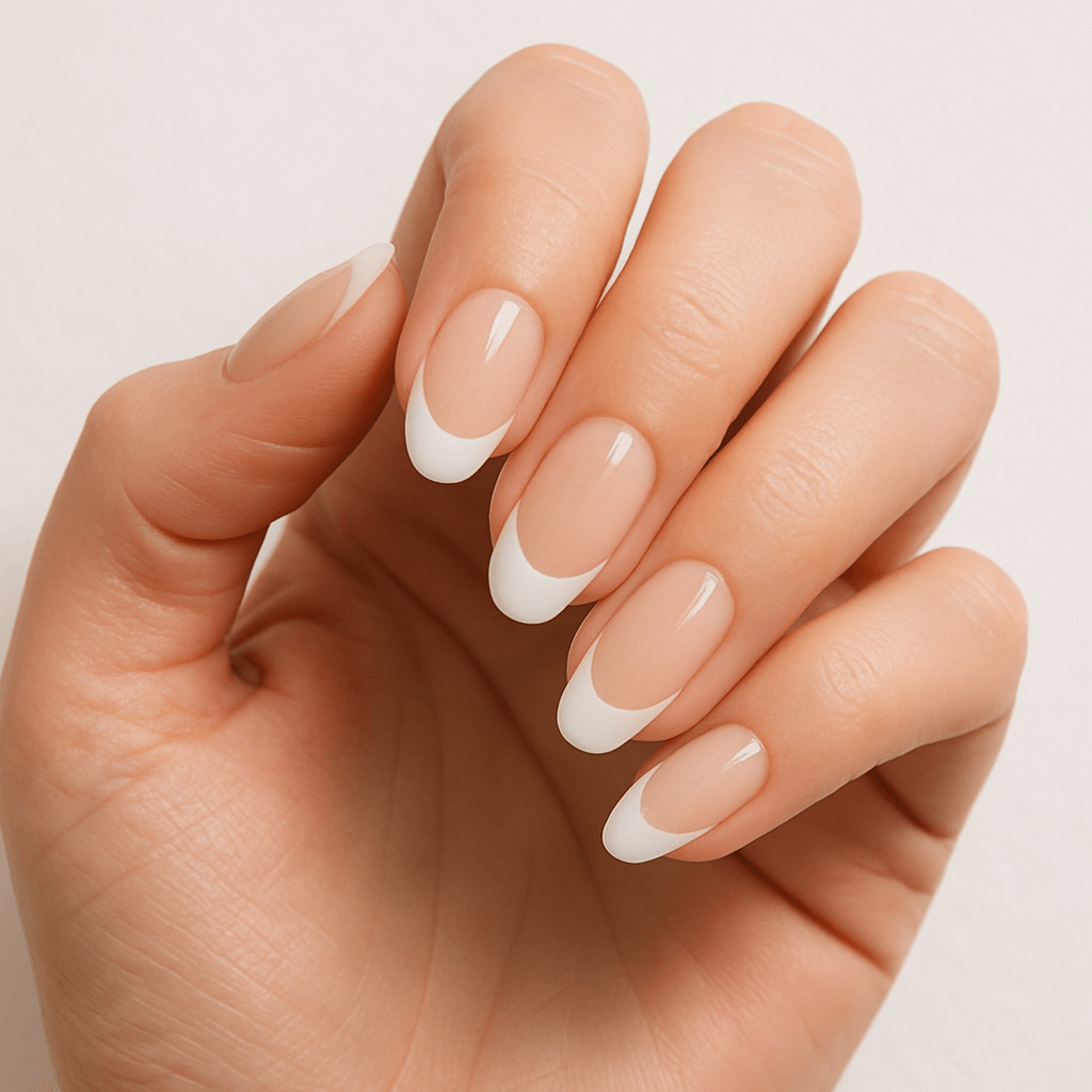 Soft Almond French – Taylor Swift inspired french Tip Press On Nails