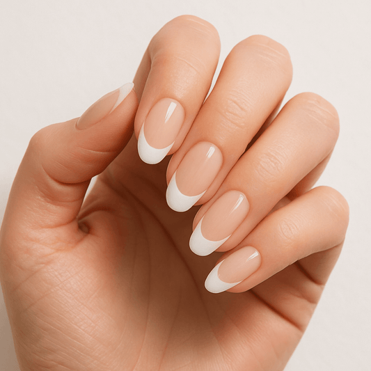 Soft Almond French – Taylor Swift inspired french Tip Press On Nails