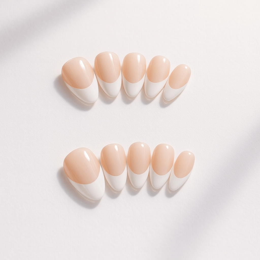 Soft Almond French – Taylor Swift inspired french Tip Press On Nails