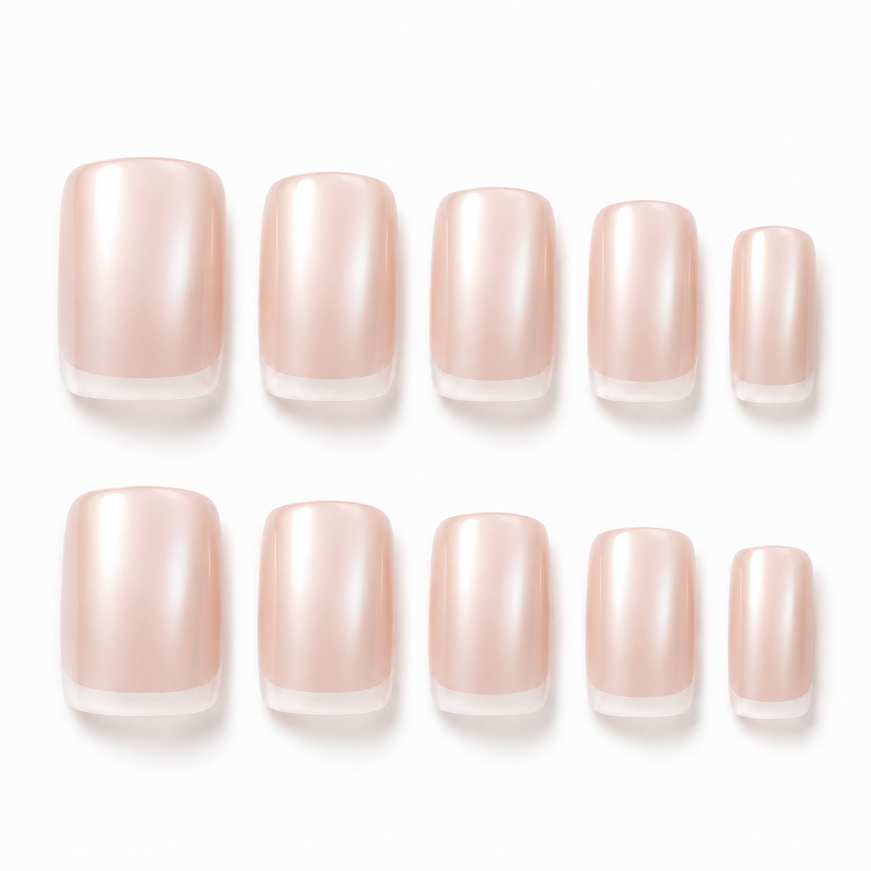 Bare Veil French Short Square Press-On Nails | Soft Pink Nude Tips