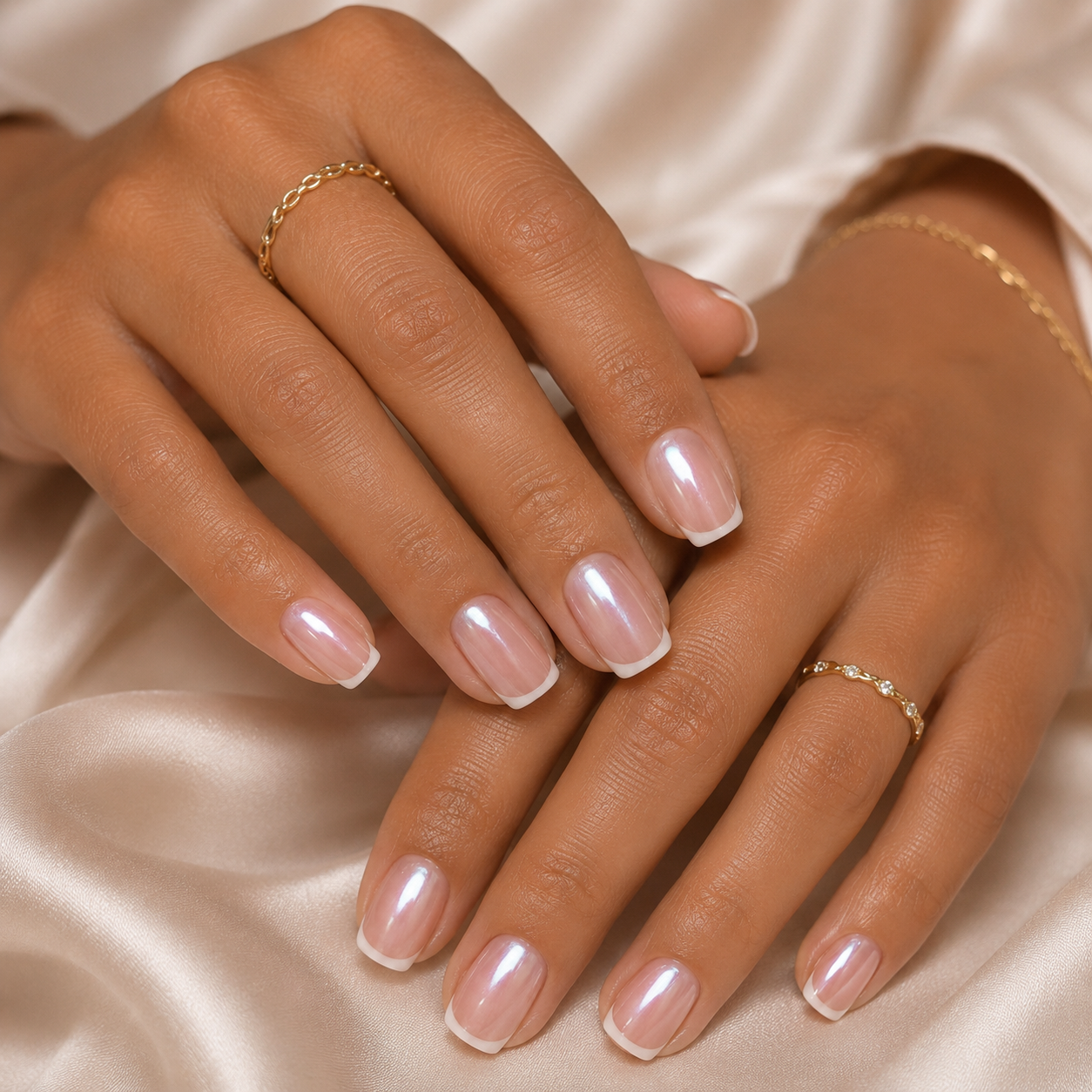 Bare Veil French Short Square Press-On Nails | Soft Pink Nude Tips