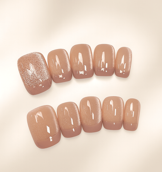 Soft Nude French Cat Eye Glow –  Sheer Pink Short Square