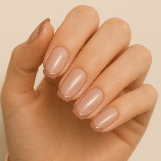 Soft Nude French Cat Eye Glow –  Sheer Pink Short Square